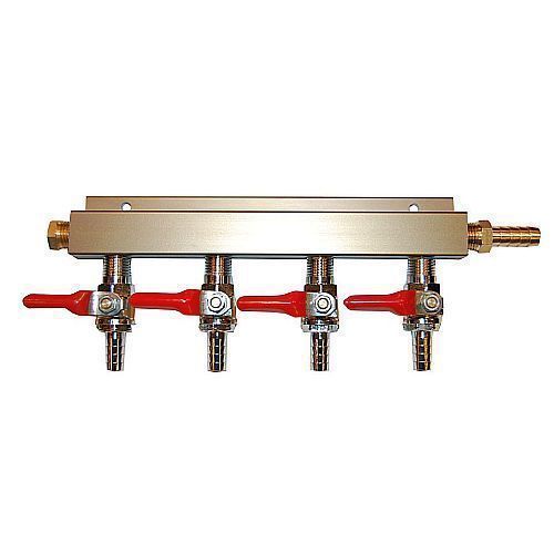 4 way co2 distribution block manifold with 1/4&#034; barbs - draft beer dispense keg for sale