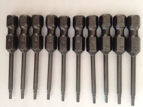 Apex AM-02 Hex Head Power Bit for 1/4 Hex Drive, 1/16 x 1 15/16&#034; Long, Lot of 10