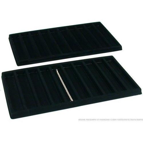 2 Black 10 Compartment Bracelet Display Tray Inserts