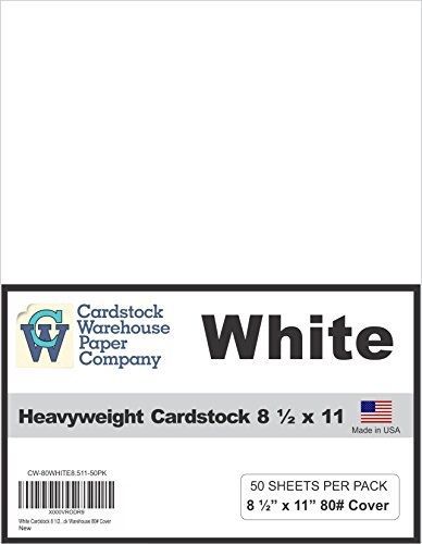 White Heavy Weight Cardstock 8 1/2&#034; x 11&#034; - 50 Pack from Cardstock Warehouse 80#