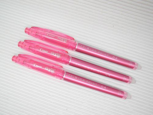 ( 3 Pen ) PILOT FRIXION 0.4 needle tip roller ball pen with cap Pink