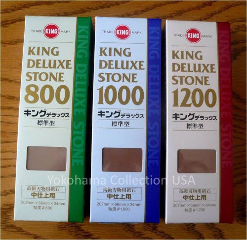 Set of 3 King 800/1000/1200 GRT Whetstone Sharpening Water stone/Made in Japan
