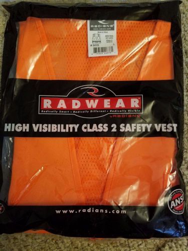 RAD WEAR CLASS 2 SAFETY VEST NEW IN PACKAGE ORANGE SIZE LARGE #SV70