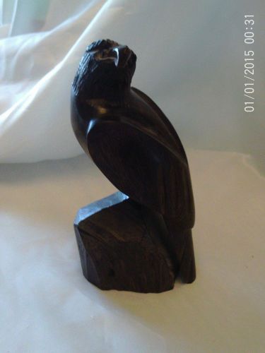 Miniature Hand Carved Wood Hawk  5.25&#034; High