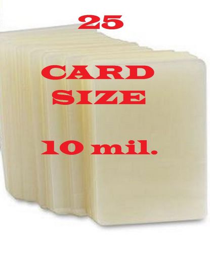 Card Size 25 pk 10 Mil  Laminating Laminator, Pouches Sheets 2-5/8 x 3-7/8