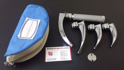 Fiberoptic Laryngoscope Kit Stainless Steel MAT Fiberoptic Handle with 4 Blades