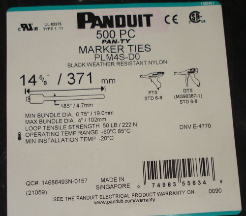 490 panduit plm4s-d0 cable marker flag zip ties 14 5/8&#034; weather resistant nylon for sale