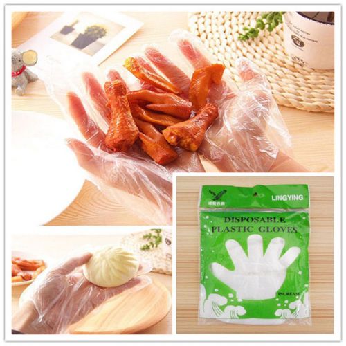 100pcs Plastic Disposable Gloves Restaurant Home Service Catering Hygiene FE