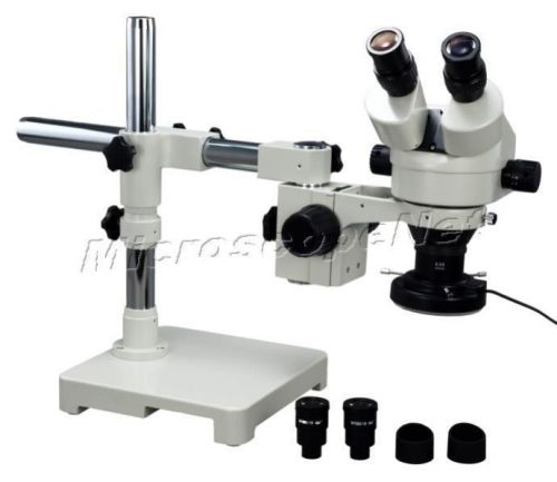 Heavy base 3.5x-90x zoom stereo boom stand microscope+bright 144 led ring light for sale