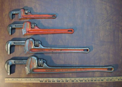 4 Ridgid Heavy Duty Pipe Wrenches,10&#034;,14&#034;,18&#034;,&amp; 24&#034;,Excellent Condition