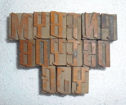 Letterpress Letter Wood Type Printers Block &#034;Lot Of 15&#034; Typography Kb49