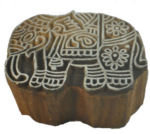 Genuine Vintage Rajathani India Block Press Block - Elephant (raj4)
