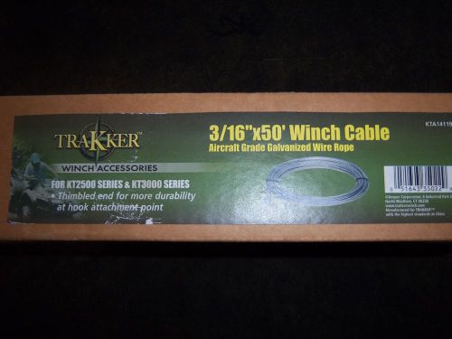 Trakker KT2500 &amp; KT300 Series 3/16&#034; x 50&#039; Winch Cable Aircraft Grade Wire Rope
