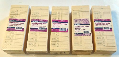 FIVE  Packs of 200 Adams 2-Sided Weekly Time Cards w/ Named Days   3 2/5&#034;  X 9&#034;