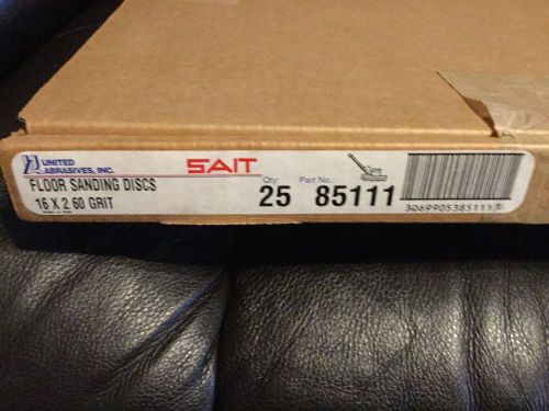 NIB 25 SAIT Floor Sanding Discs Model 85111 16&#034; x 2&#034;  60 Grit  NEW