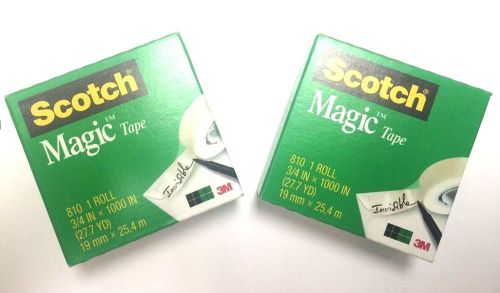 2 ROLLS Scotch Magic Tape by 3M, 810 3/4 inch by 1000 inches  FREE SHIPPIN