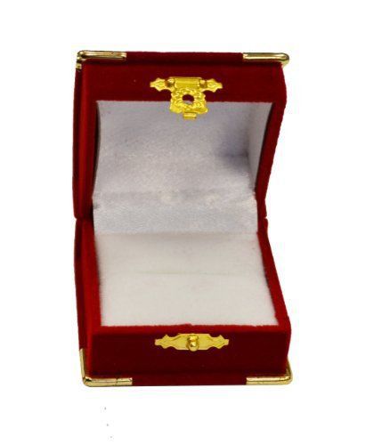 Treasure Chest Style Velvet Ring Box Red