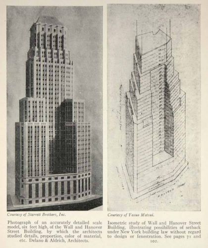 1928 print wall hanover street building scale model ny original historic sky for sale