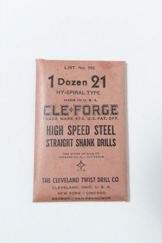 12 pcs NOS Cleveland #21 Straight Shank HSS High Speed Steel Twist Drill Bits