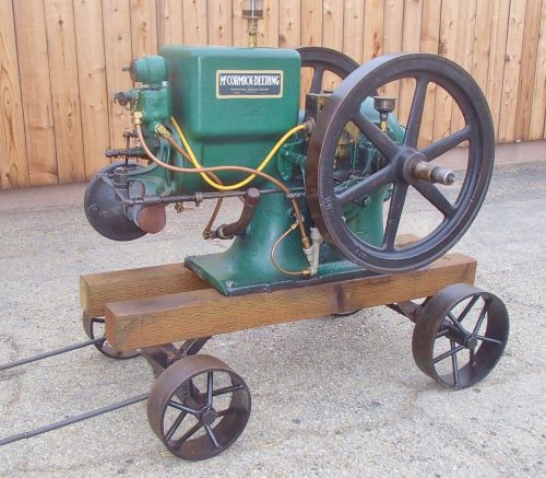 Antique mccormick deering m 3 hp stationary engine ihc international with cart for sale