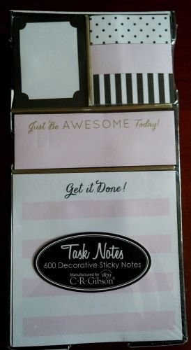 CR GIBSON Task Notes / Decorative Sticky Notes 600 PCS BABY PINK/BLACK