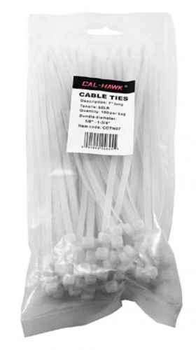 100-pc. 7&#034; White Zip Cable Ties - Multi-Use - Self-Locking - Nylon