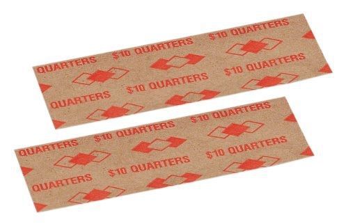 PM Company $10/SecurIT Kraft Flat Quarter Coin Wrappers, 4 Inches Length,