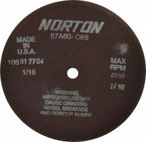 Norton Grinding Wheel, 7 x 1/16 x 1/2&#034;, Med. 60 Grit, 57A46 M8B, 6550RPM /HG1/RL