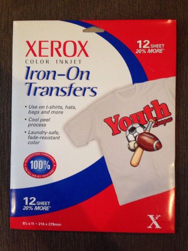 Xerox Color Inkjet Iron-On Transfers 8-1/2&#034; x 11&#034; 12 Sheets