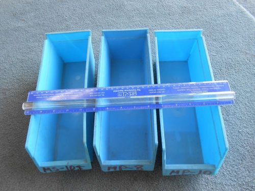 TWENTY-FIVE BLUE PLASTIC PARTS BINS / 11&#034; LONG BY 4&#034; HIGH BY 4&#034; WIDE / - LOT 777