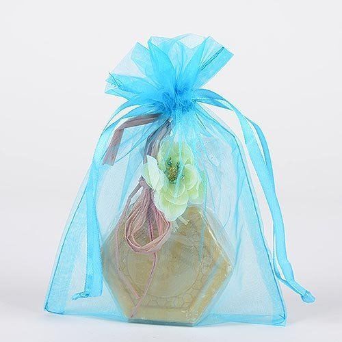 Organza Drawstring Gift Bag 8 x 12 inches 8&#034;x12&#034; Quantity of 10, Turquoise