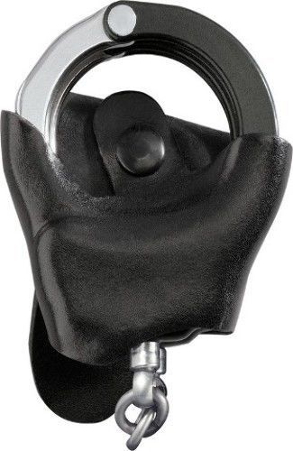 Asp handcuffs  black leather. fits chain handcuff. integral spare key retention for sale