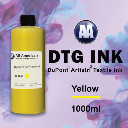 Dtg ink yellow 1000ml dupont artistri ink, best direct to garment printer ink for sale