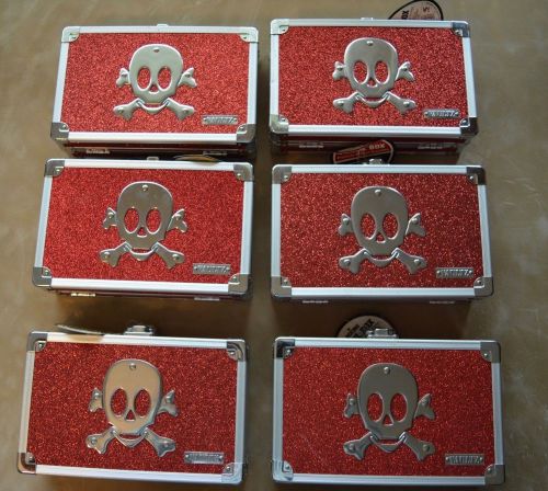 6 Vaultz Ruby Skull Office School Files Supplies Storage Locking Pencil Box