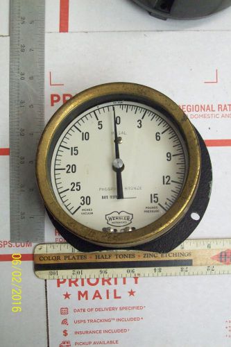 *vintage* weksler regal gauge inches vacuum pounds pressure brass trim g15-100 for sale