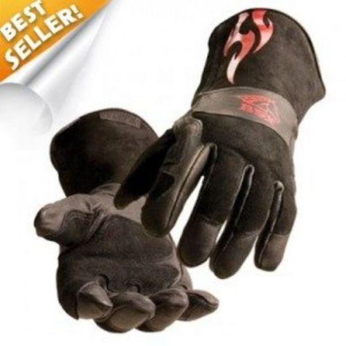 BLACK STALLION BSX® Stick/MIG Welding Gloves - Black w/Red Flames - LARGE