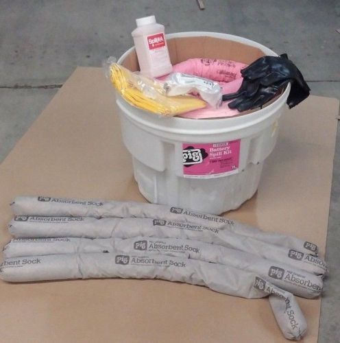 *pig*kit352 battery spill kit overpack 20 and 30 gallon drum* w/ extra socks for sale