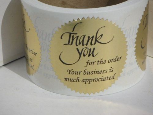 Thank you for the order Your business is much appreciated Label gold (36 labels)