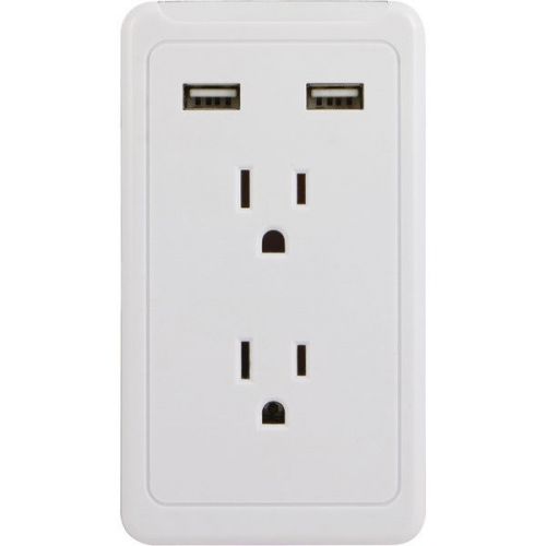 GE 13464 Wall Tap 2 USB Ports/2 Outlets Rapid Charging