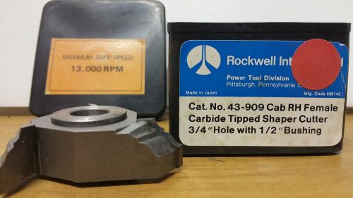 Rockwell #43-909 cab rh female carbide tipped shaper cutter **bnos** for sale