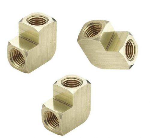 3 Pack: Ships Free: Solid Brass 1/8&#034; FNPT 90 Degree Elbow Female Fitting NPT