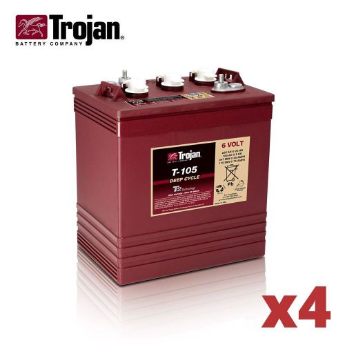 Lot of 4 Trojan T-105 6V 225Ah Deep Cycle Batteries for Floor Scrubber