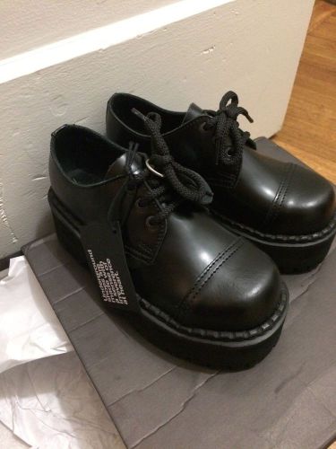 Underground creepers steel caps 3 eyelet triple sole shoe black leather size 3 for sale