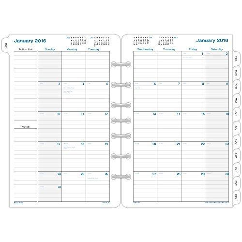 Day-Timer Monthly Refill 2016, 12 Months, Loose-Leaf, Desk Size, 5.5 x 8.5
