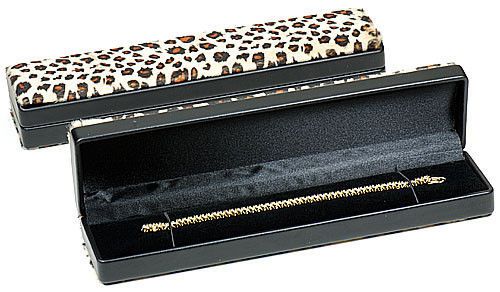 Leopard Print Velvet Bracelet Watch Jewelry Gift Box 8 5/8&#034; x 2 1/8&#034; x 1 1/4&#034;H