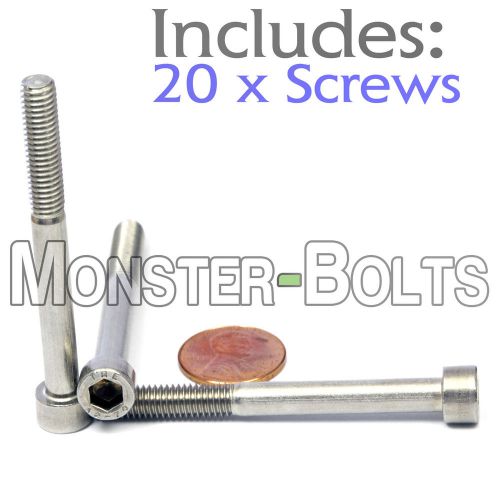 M6 x 60mm – qty 20 – din 912 socket head cap screws - stainless steel a2 / 18-8 for sale
