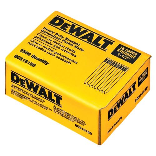 DEWALT 1-1/2-Inch by 16 Gauge Straight Finish Nail 2,500 per Box #DCS16150