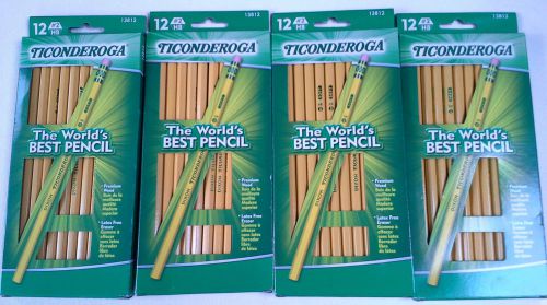 Ticonderoga #2 Soft Pencils, 4 PACKS of 12 each, Yellow (13812), New