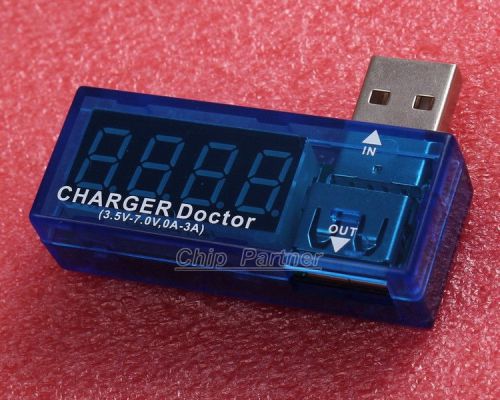 Blue USB Current Tester Detector Ampere Meter 3.5V-7V 0A-3A