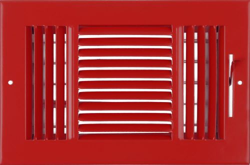 10w&#034; x 6h&#034; Fixed Stamp 3-Way AIR SUPPLY DIFFUSER, HVAC Duct Cover Grille Red